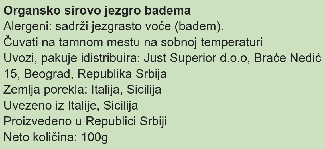 Organski Sirovi Badem – 100g