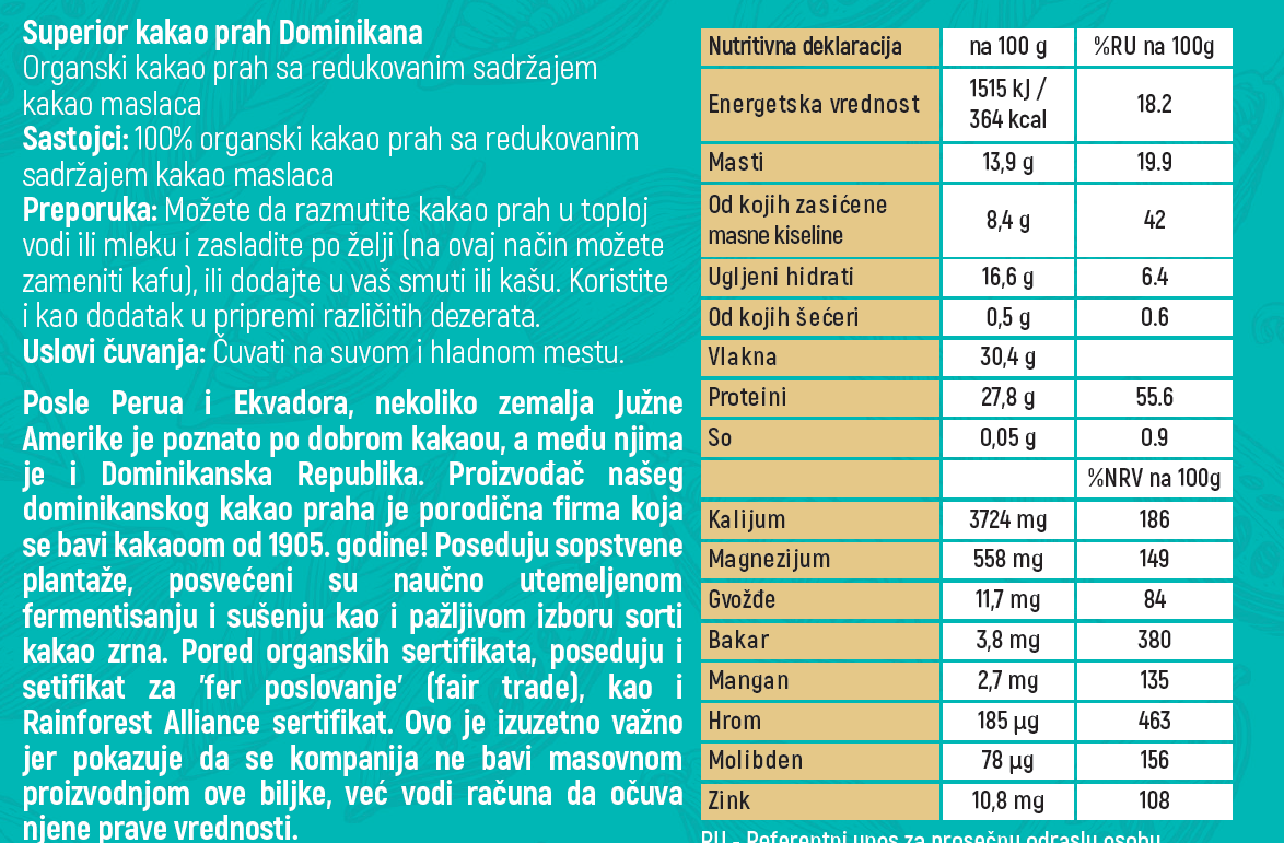 Organski Kakao Prah Dominikana