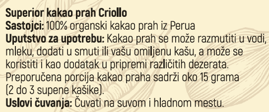 Organski Kakao Prah Criollo