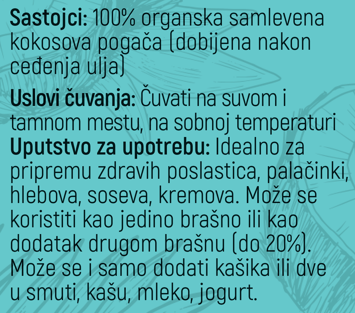 Pakovanje organskog kokosovog brašna
