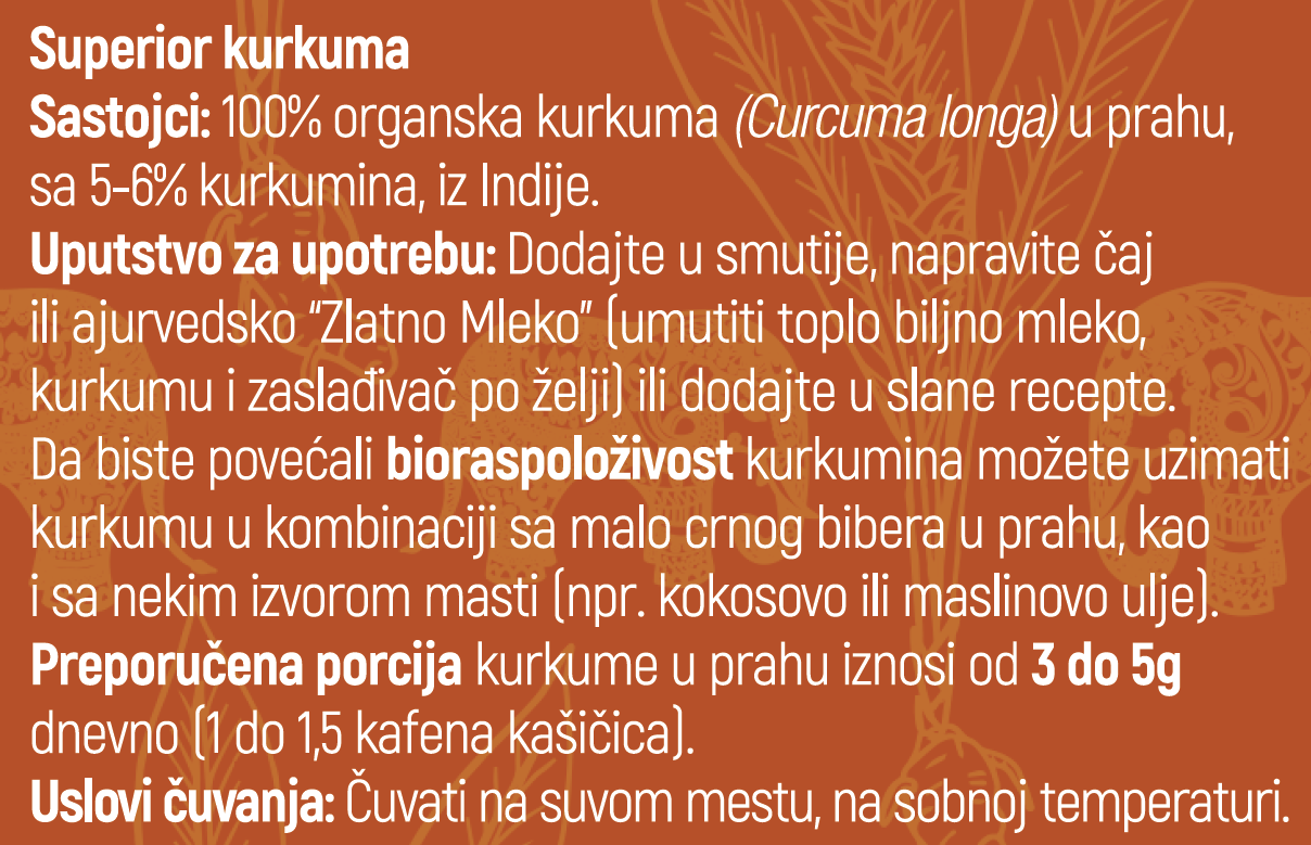 Organska Kurkuma u prahu (5-6% kurkumina)