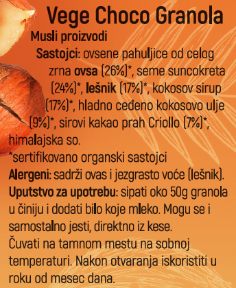 Organska Vege Čoko Granola – 250g
