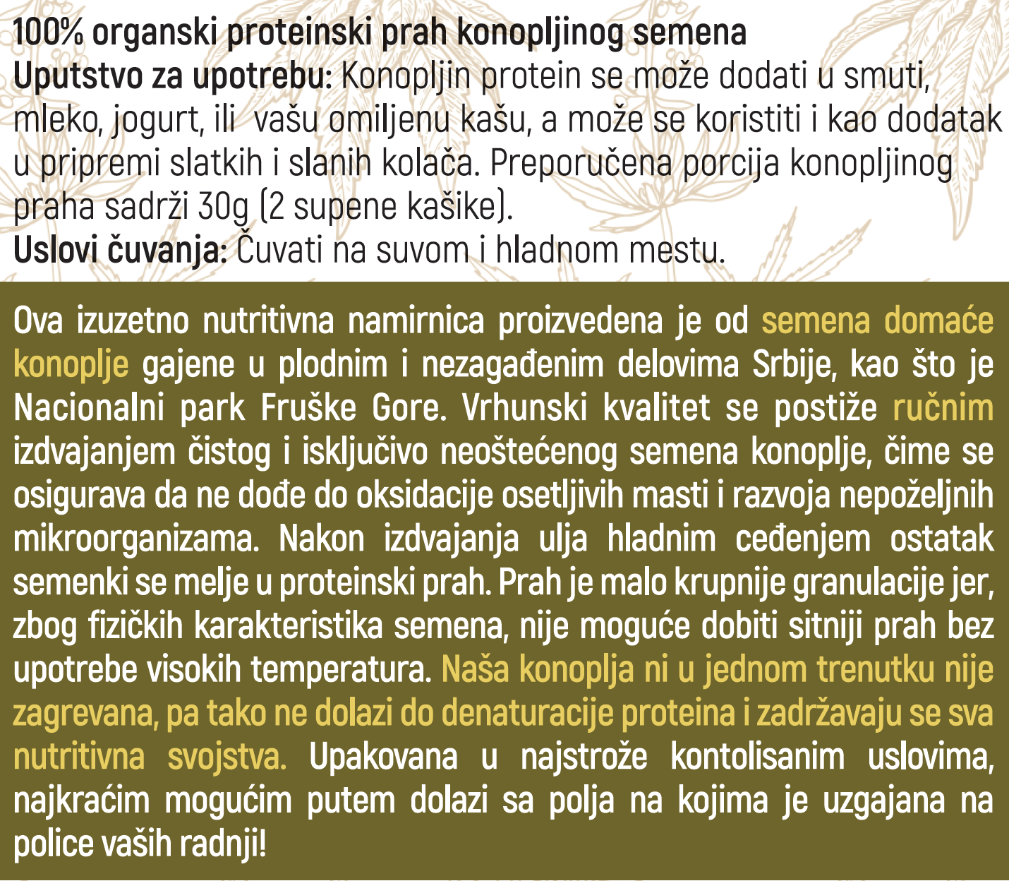 Organski Konopljin Protein – 250g