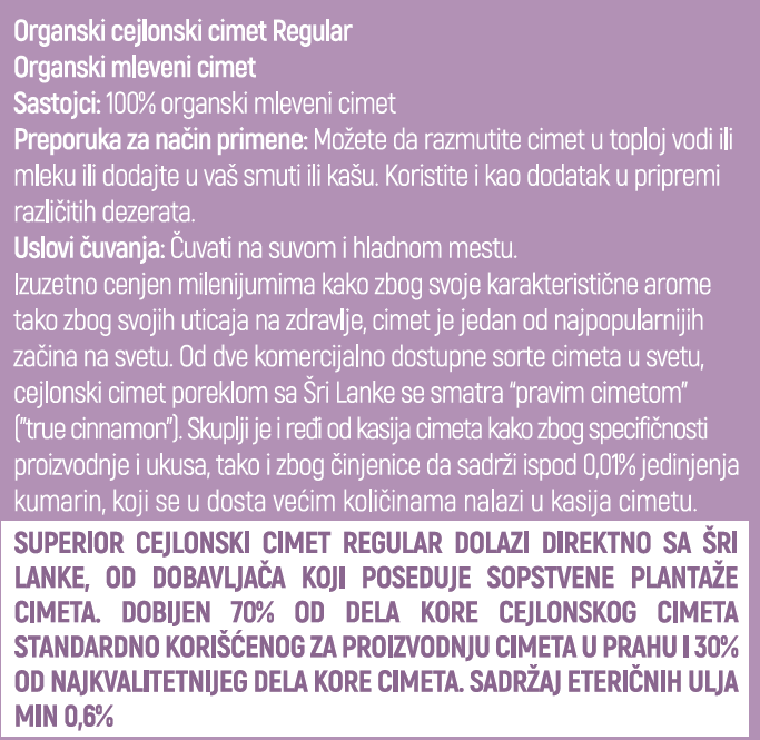 Organski cimet u pakovanju od 100g