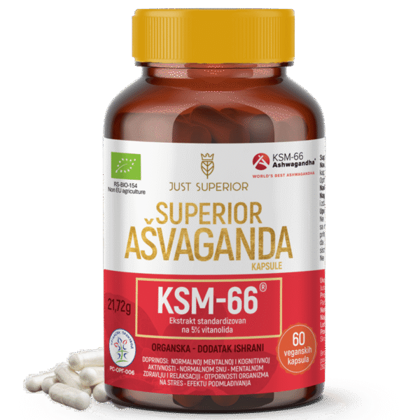 Pakovanje KSM66 ašvaganda kapsule, 60 veganskih kapsula