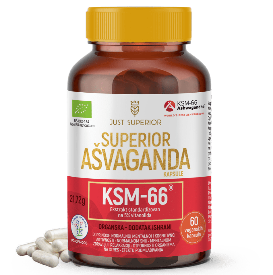 Pakovanje KSM66 ašvaganda kapsule, 60 veganskih kapsula