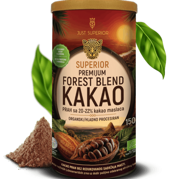 Pakovanje od 150g organskog punomasnog kakao praha Just Superior
