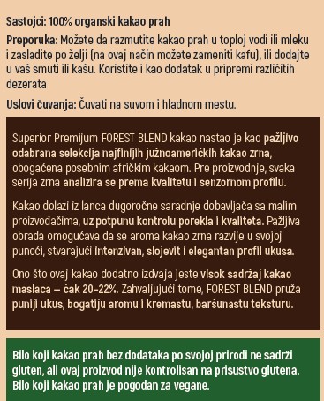 Pakovanje od 150g organskog punomasnog kakao praha Just Superior